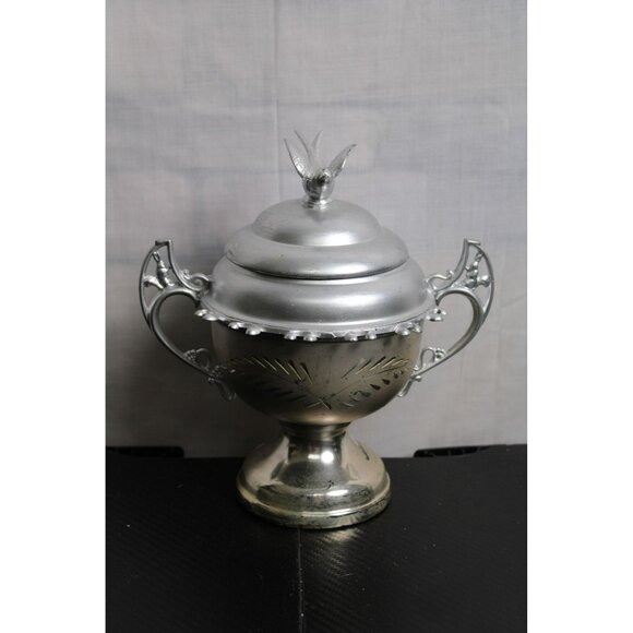 Vintage Silver Sugar Bowl With Lid And Unique Designs - Picture 1 of 9